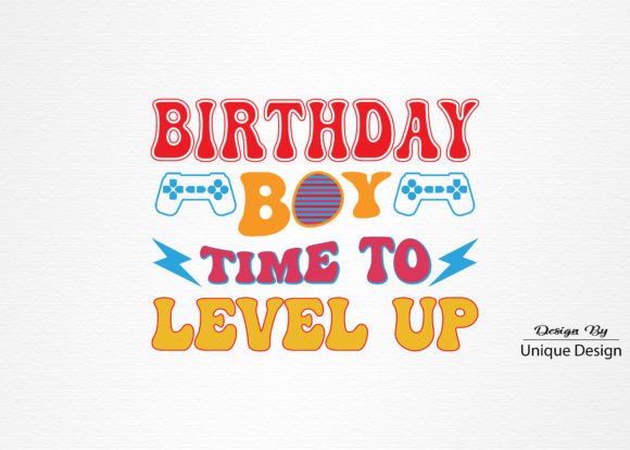 Birthday Boy Level Up: Retro Graphics & T-Shirt Designs